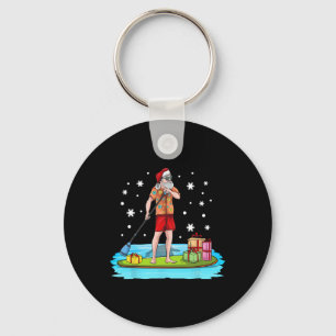 Paddle Board Hawaiian Christmas Santa Claus Mele K Key Ring