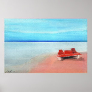 Paddle Boat on Pink Sands Poster