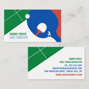 Paddle Design, Table Tennis Club, Instructor Busin Business Card
