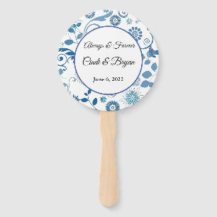 Paddle Fan-Blue Floral Hand Fan