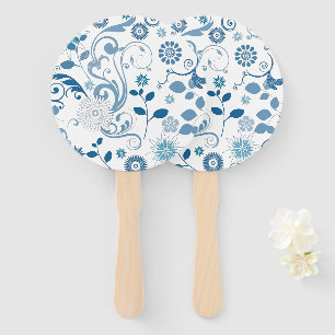 Paddle Fan-Blue Floral Hand Fan