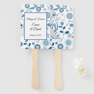 Paddle Fan-Blue Floral Hand Fan