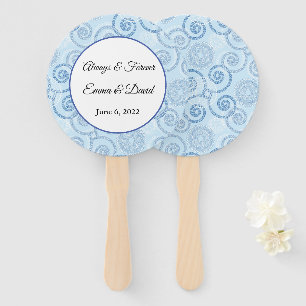 Paddle Fan-Blue Pearls Hand Fan
