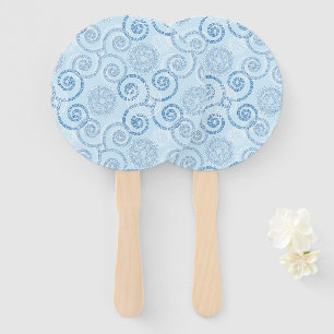 Paddle Fan-Blue Pearls Hand Fan