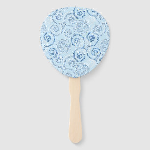 Paddle Fan-Blue Pearls Hand Fan