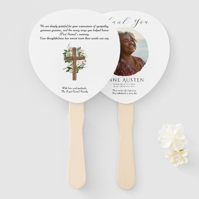 Paddle Funeral Hand Fan – Rounded Corners (Front and Back)
