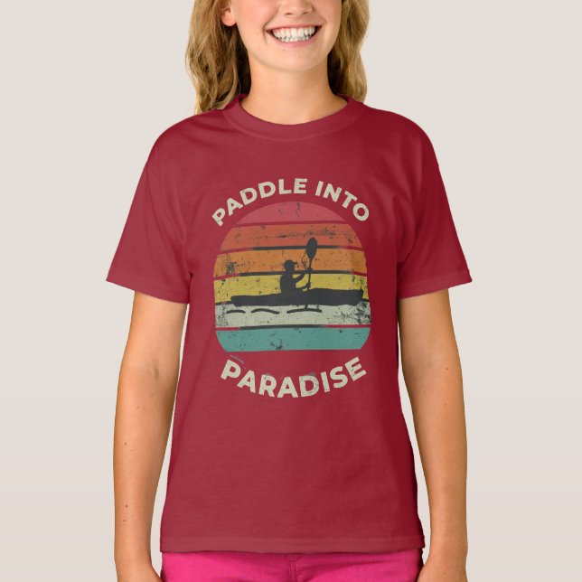 "Paddle into Paradise." in multi-colour: T-Shirt (Front)