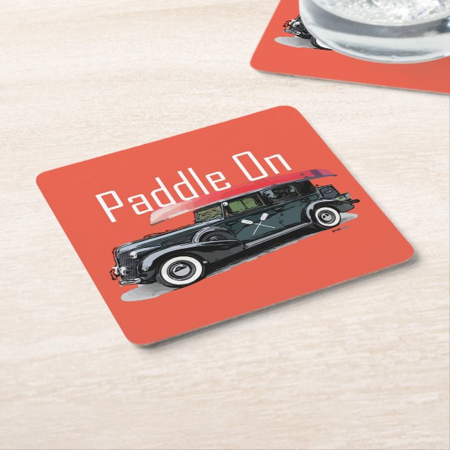 Paddle On Classic Car Design - Square Coaster (Angled)