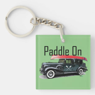 Paddle On Classic Car Design -  Square (double-sid Key Ring