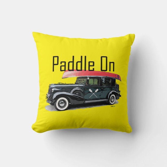 Paddle On Classic Car Design - Throw Pillow 16" x (Front)