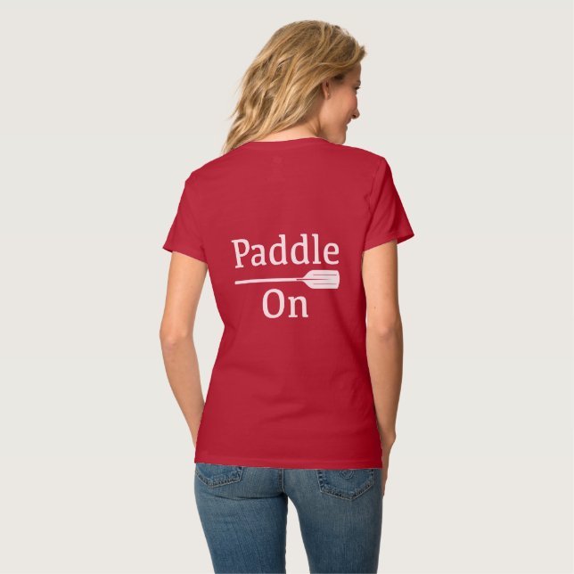 Paddle On Design - Women's Basic V-Neck T-Shirt (Back Full)