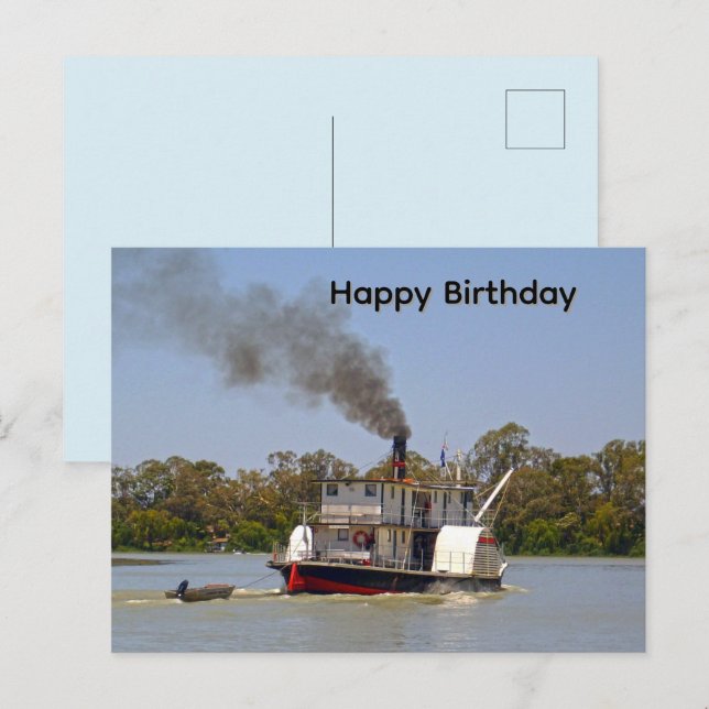 Paddle Steamer Cruising River Murray Bday Postcard (Front/Back)