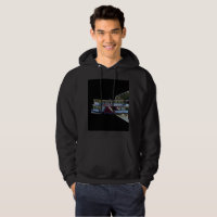 Paddle Steamer Popout Art, Mens Black Hoodie