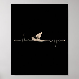 Paddle Surfing Surfer Gift Heartbeat Poster