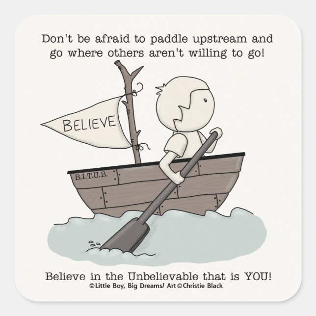 Paddle Upstream Square Sticker (Front)