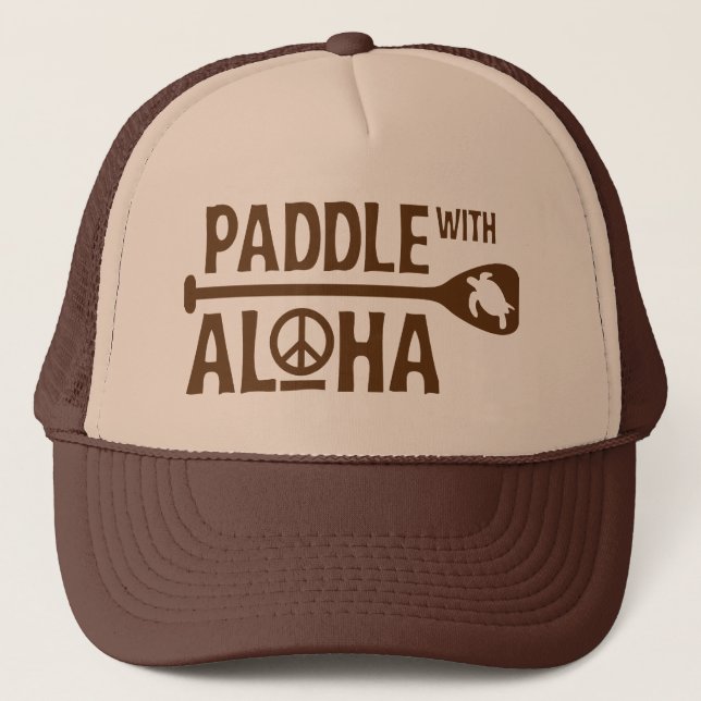 Paddle with Aloha Brown Trucker Hat (Front)