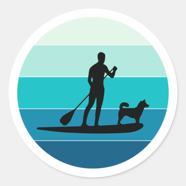 Paddleboarding Paddleboard Paddle Water sports Dog Classic Round Sticker (Front)
