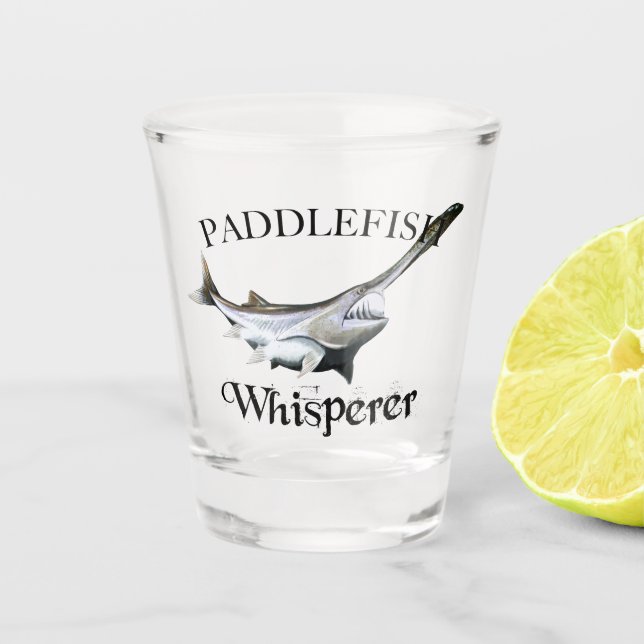 Paddlefish Whisperer Shot Glass (Front)