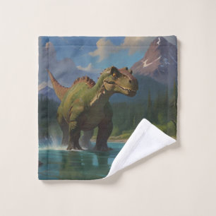 Paddling Brontosaurus & River Fun  Bath Towel Set
