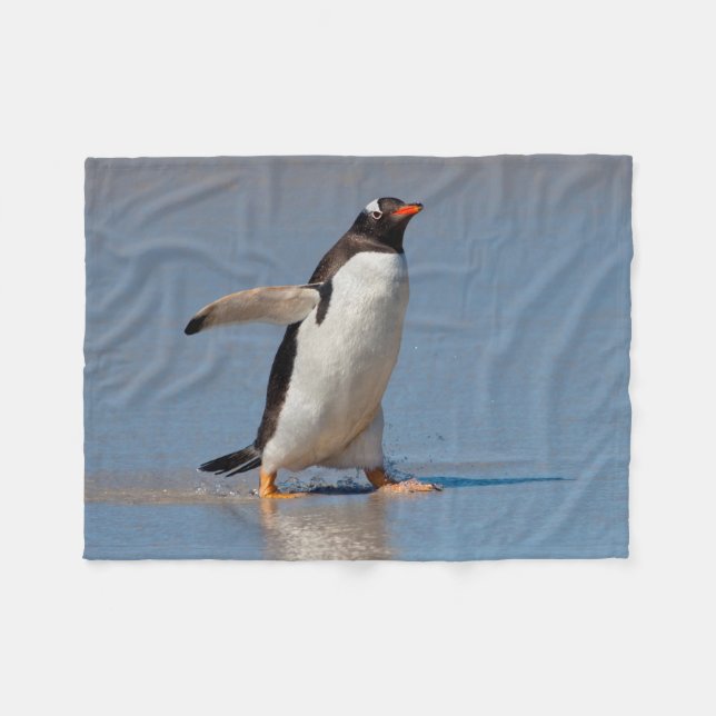 Paddling Gentoo Fleece Blanket (Front (Horizontal))