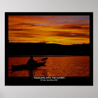 Paddling into the Sunset - With Title Bar Poster