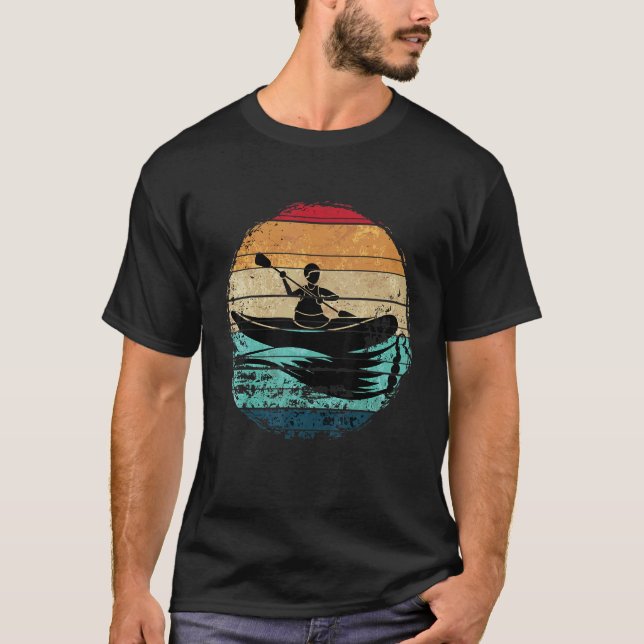 Paddling Kayaker Outdoor Sport Boating Canoe Retro T-Shirt (Front)