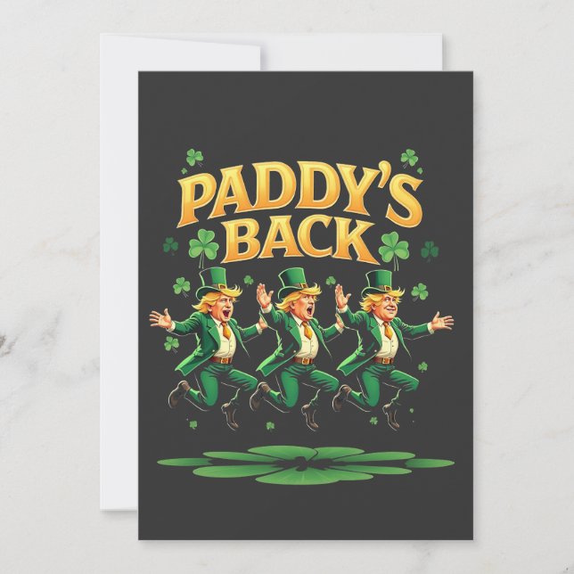 Paddy's Back Funny Trump St Patrick Day Leopard  Invitation (Front)