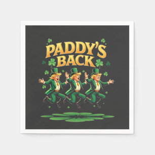 Paddy's Back Funny Trump St Patrick Day Leopard  Napkin