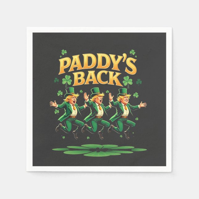 Paddy's Back Funny Trump St Patrick Day Leopard  Napkin (Front)