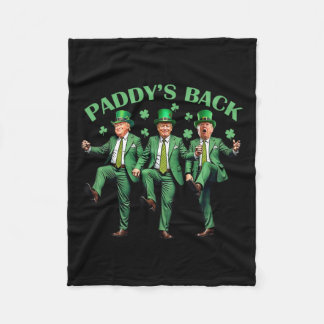 Paddy's Back St Patricks Day Funny Trump Dancing Fleece Blanket