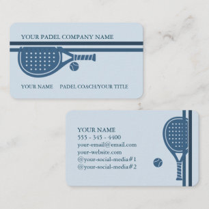 Padel Business Card-Sleek Padel Style–Azure Blue Card