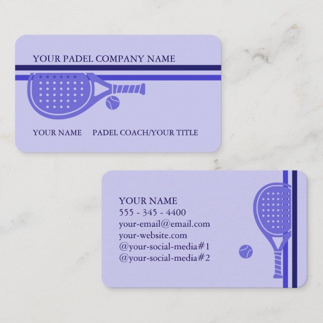 Padel Business Card-Sleek Padel Style–Blue Lilac Business Card (Front/Back)