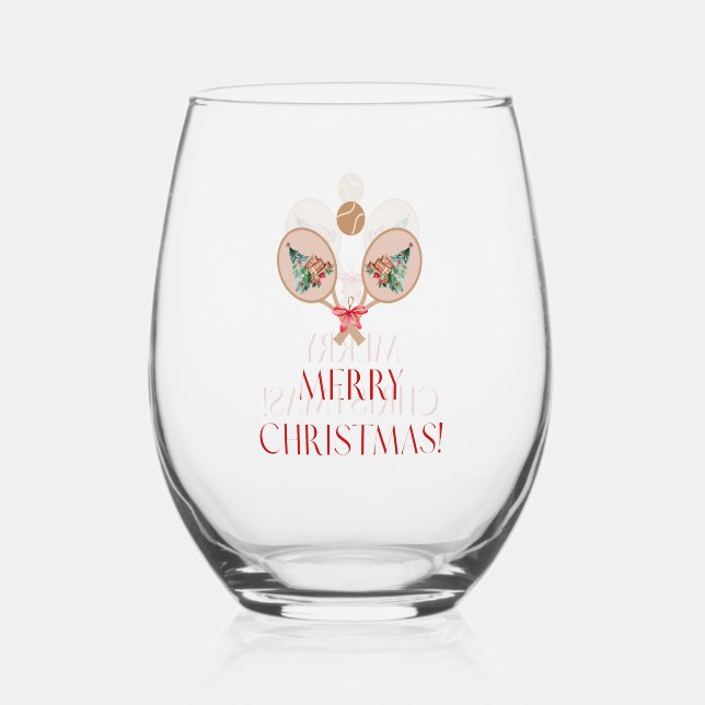 Padel Christmas Wine Glass – A Festive Padel Motif (Front)