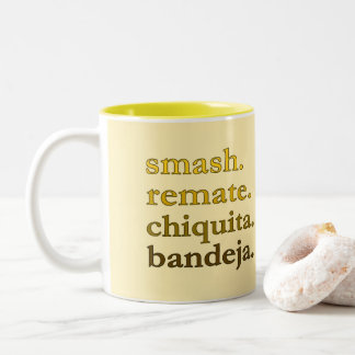 Padel Coffee Mug-Personalise Word Vibes Yellow Two-Tone Coffee Mug