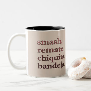 Padel Coffee Mug-Personalize Word Vibes Taupe Two-Tone Coffee Mug