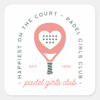 Padel girls club pink aesthetic square sticker