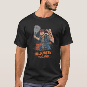 Padel Halloween Zombie Pumpkins And Paddle Tennis  T-Shirt