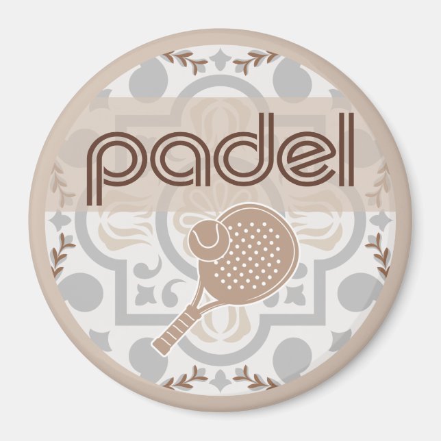 Padel Magnet – Spanish Tile Vibes Taupe Browns (Front)