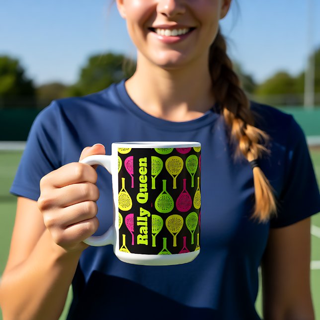 Padel Neon Rally Fuel Coffee Mug (Padel Neon Rally Fuel Coffee Mug, custom text on side)