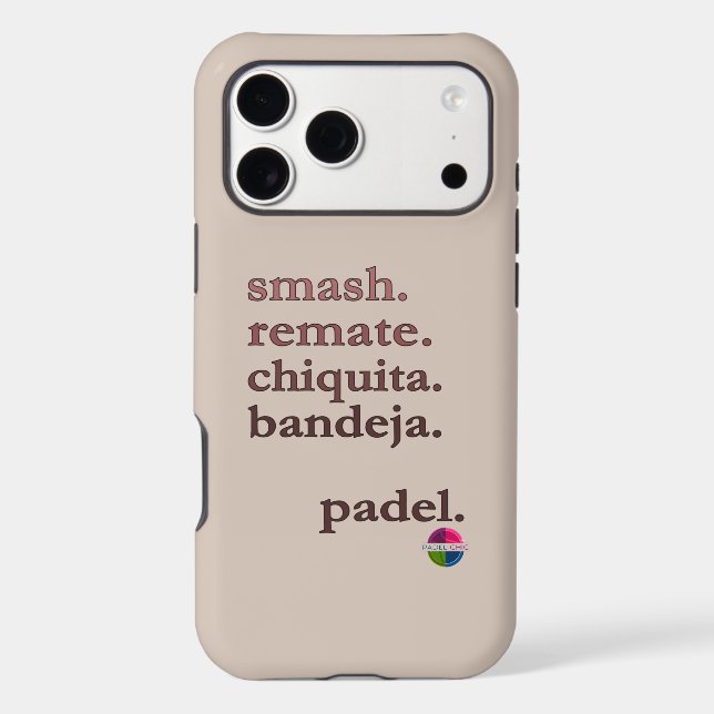 Padel Phone Case-Personalise Word Vibe Taupe Brown (Back)