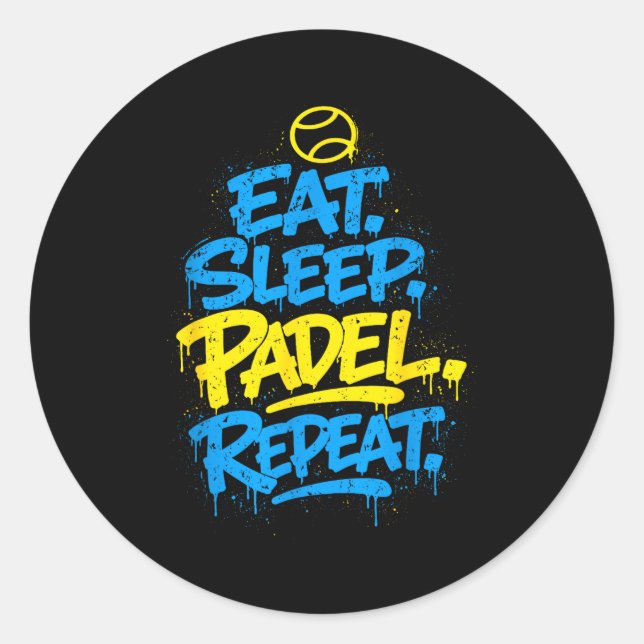 Padel player funny repeat design  classic round sticker (Front)