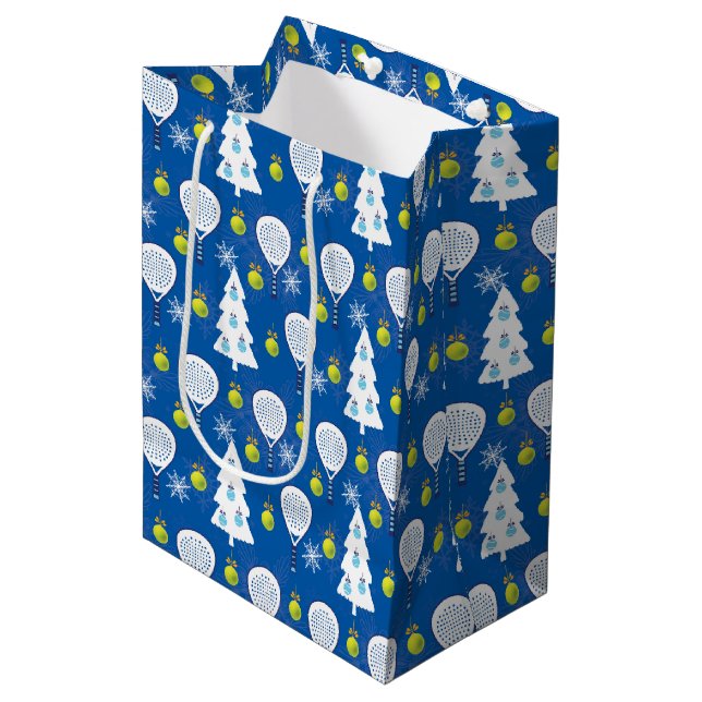 🎾🎄 Padel Smashing Christmas Medium Gift Bag (Front Angled)