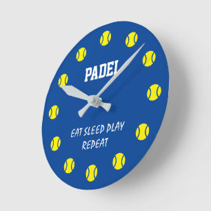 Padel sports wall clock with yellow ball dial