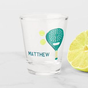 Padel Tennis Racket and Balls Personalised Shot Glass