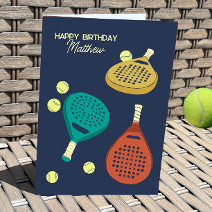 Padel Tennis Rackets and Balls Personalised Card