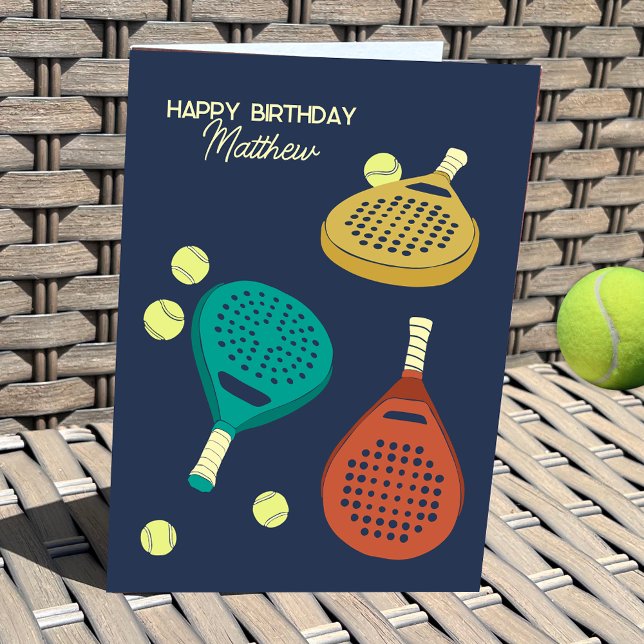Padel Tennis Rackets and Balls Personalised Card (Creator Uploaded)