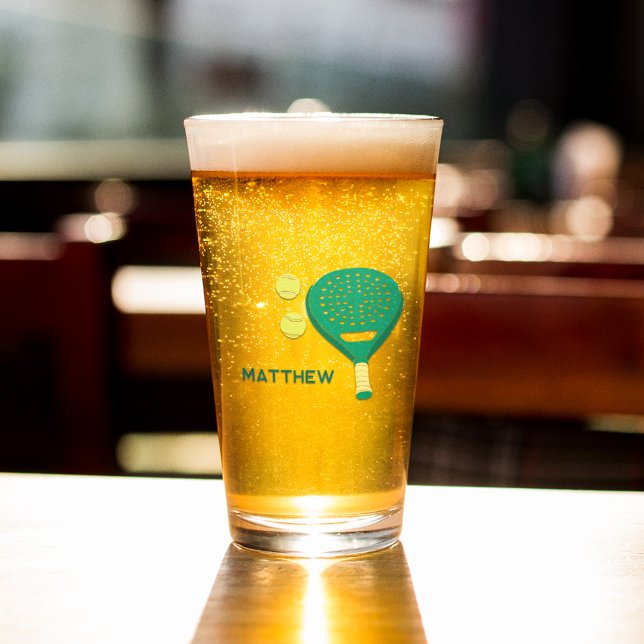 Padel Tennis Rackets and Balls Personalised Glass (Creator Uploaded)