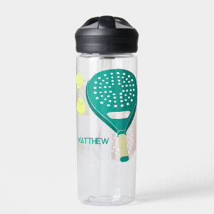 Padel Tennis Rackets and Balls Personalised Water Bottle