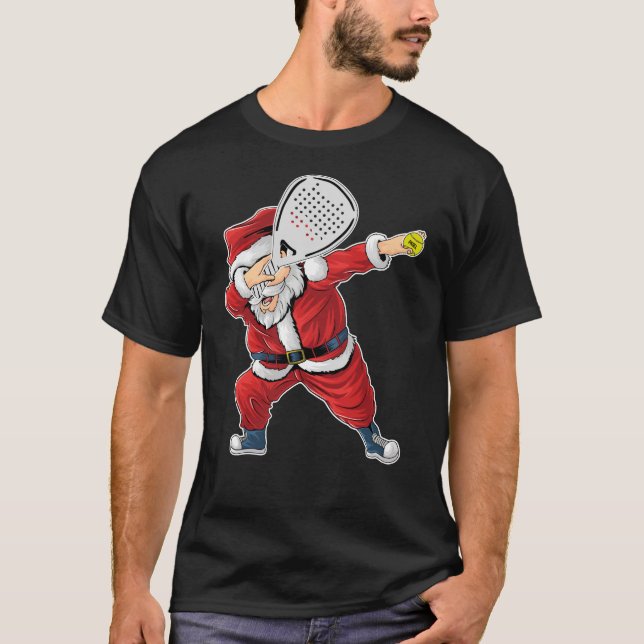 Padel Tennis Santa Claus Dabbing Padel Christmas T-Shirt (Front)