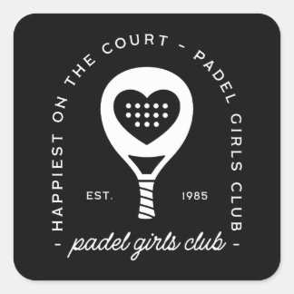 Padel women club female players square sticker